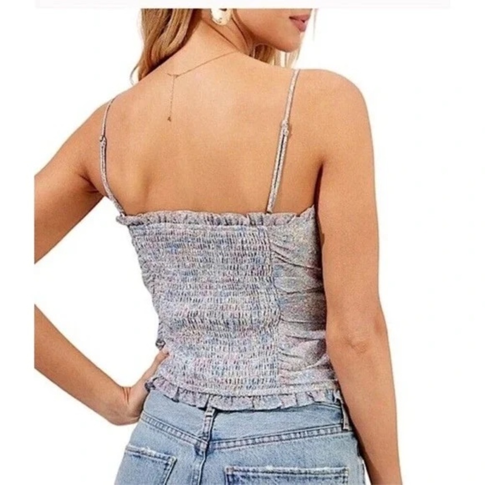 Astr Ruched Ruffle Cami in Pastel Multi - Picture 3 of 8